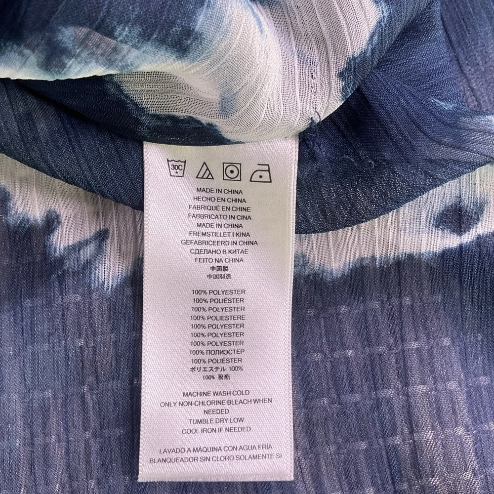 Michael Kors Womens Navy Tie Dye Sheer Swim Cover Up Tunic Drawstring Waist S/M